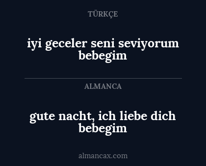 iyi geceler seni seviyorum bebegim - gute nacht, ich liebe dich bebegim