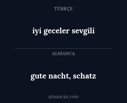 gute nacht, schatz - iyi geceler sevgili