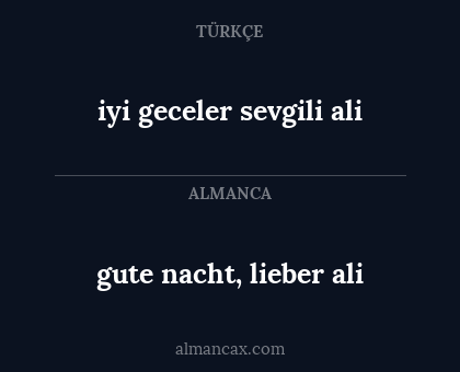 iyi geceler sevgili ali - gute nacht, lieber ali