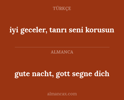 gute nacht, gott segne dich - iyi geceler, tanrı seni korusun