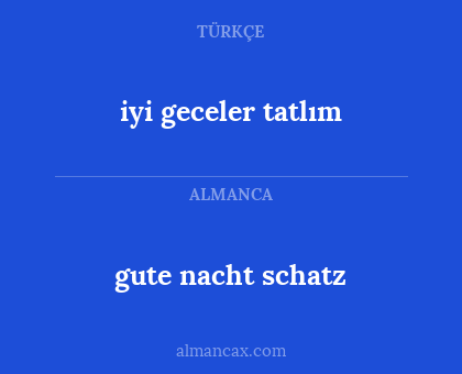 iyi geceler tatlım - gute nacht schatz