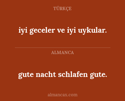 iyi geceler ve iyi uykular. - gute nacht schlafen gute.