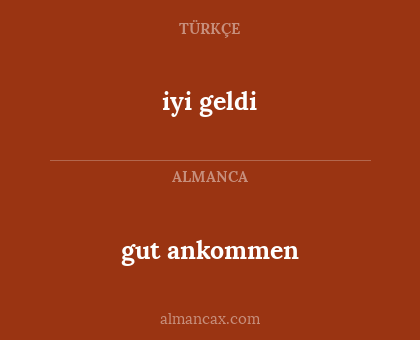 gut ankommen - iyi geldi