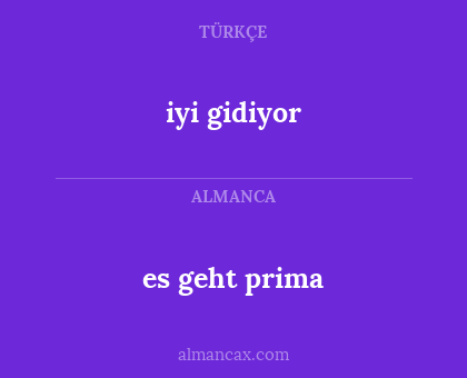 iyi gidiyor - es geht prima