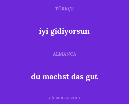 du machst das gut - iyi gidiyorsun