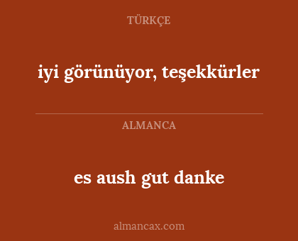 es aush gut danke - iyi görünüyor, teşekkürler