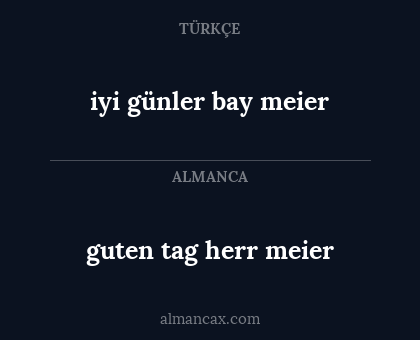 guten tag herr meier - iyi günler bay meier