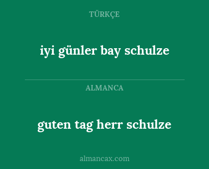iyi günler bay schulze - guten tag herr schulze