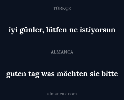 guten tag was möchten sie bitte - iyi günler, lütfen ne istiyorsun