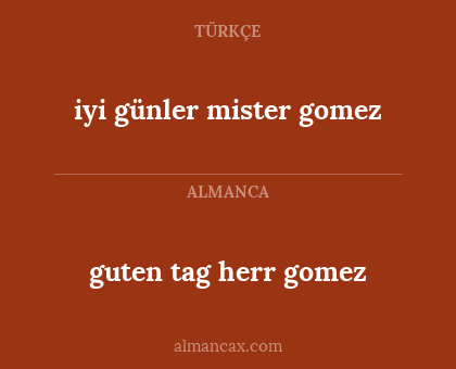 iyi günler mister gomez - guten tag herr gomez