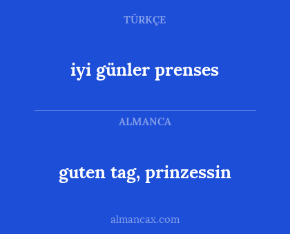 iyi günler prenses - guten tag, prinzessin