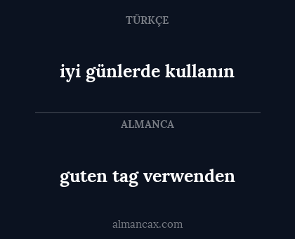 guten tag verwenden - iyi günlerde kullanın