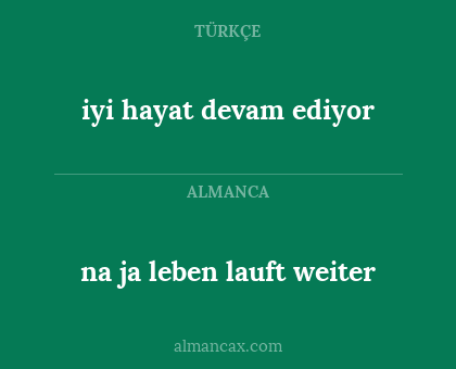 iyi hayat devam ediyor - na ja leben lauft weiter