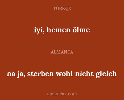 iyi, hemen ölme - na ja, sterben wohl nicht gleich