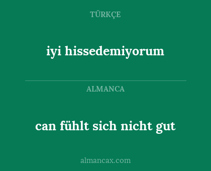 iyi hissedemiyorum - can fühlt sich nicht gut