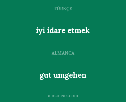 iyi idare etmek - gut umgehen
