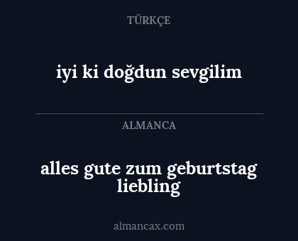 alles gute zum geburtstag liebling - iyi ki doğdun sevgilim