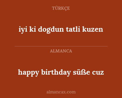 happy birthday süße cuz - iyi ki dogdun tatli kuzen