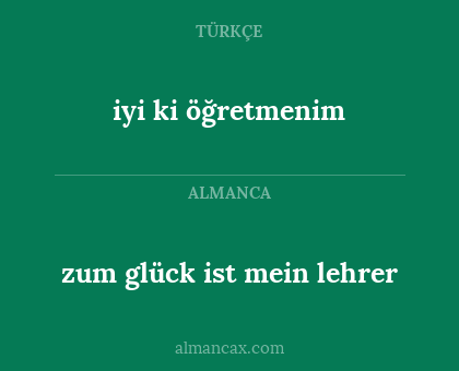 iyi ki öğretmenim - zum glück ist mein lehrer