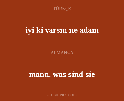 mann, was sind sie - iyi ki varsın ne adam