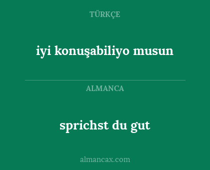 iyi konuşabiliyo musun - sprichst du gut