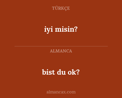 bist du ok? - iyi misin?