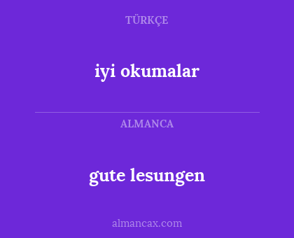 iyi okumalar - gute lesungen