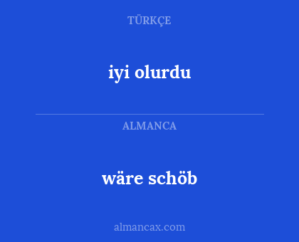 wäre schöb - iyi olurdu