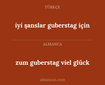 zum guberstag viel glück - iyi şanslar guberstag için