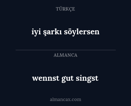 iyi şarkı söylersen - wennst gut singst