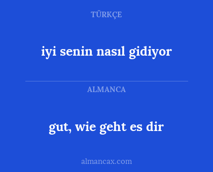 gut, wie geht es dir - iyi senin nasıl gidiyor