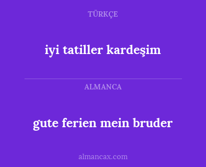 gute ferien mein bruder - iyi tatiller kardeşim