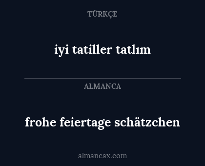 frohe feiertage schätzchen - iyi tatiller tatlım