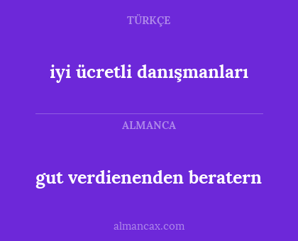 gut verdienenden beratern - iyi ücretli danışmanları