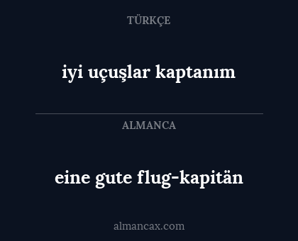 eine gute flug-kapitän - iyi uçuşlar kaptanım