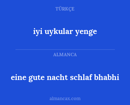 eine gute nacht schlaf bhabhi - iyi uykular yenge