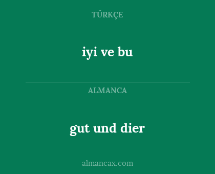 gut und dier - iyi ve bu