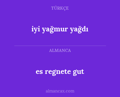 es regnete gut - iyi yağmur yağdı