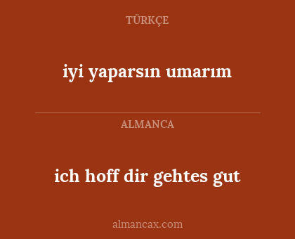 ich hoff dir gehtes gut - iyi yaparsın umarım