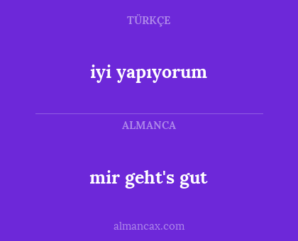 mir geht's gut - iyi yapıyorum