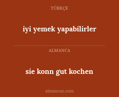 sie konn gut kochen - iyi yemek yapabilirler