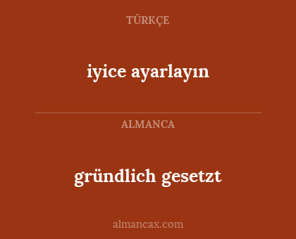 gründlich gesetzt - iyice ayarlayın