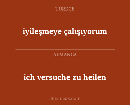 iyileşmeye çalışıyorum - ich versuche zu heilen