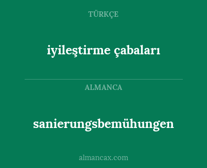 iyileştirme çabaları - sanierungsbemühungen