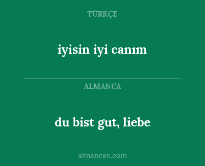 du bist gut, liebe - iyisin iyi canım