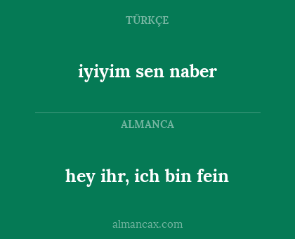 hey ihr, ich bin fein - iyiyim sen naber