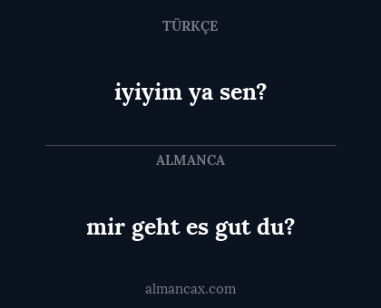 mir geht es gut du? - iyiyim ya sen?