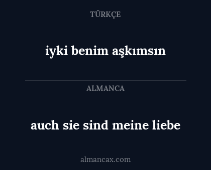 auch sie sind meine liebe - iyki benim aşkımsın