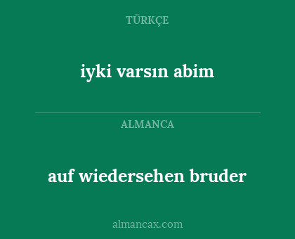 auf wiedersehen bruder - iyki varsın abim