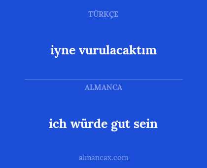 iyne vurulacaktım - ich würde gut sein